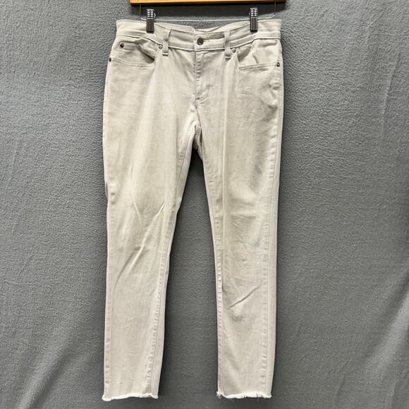 Eileen Fisher Jeans Womens 6 (30x27 ACTUAL) Light Gray Garment Dyed Slim Raw Hem - Picture 2 of 7